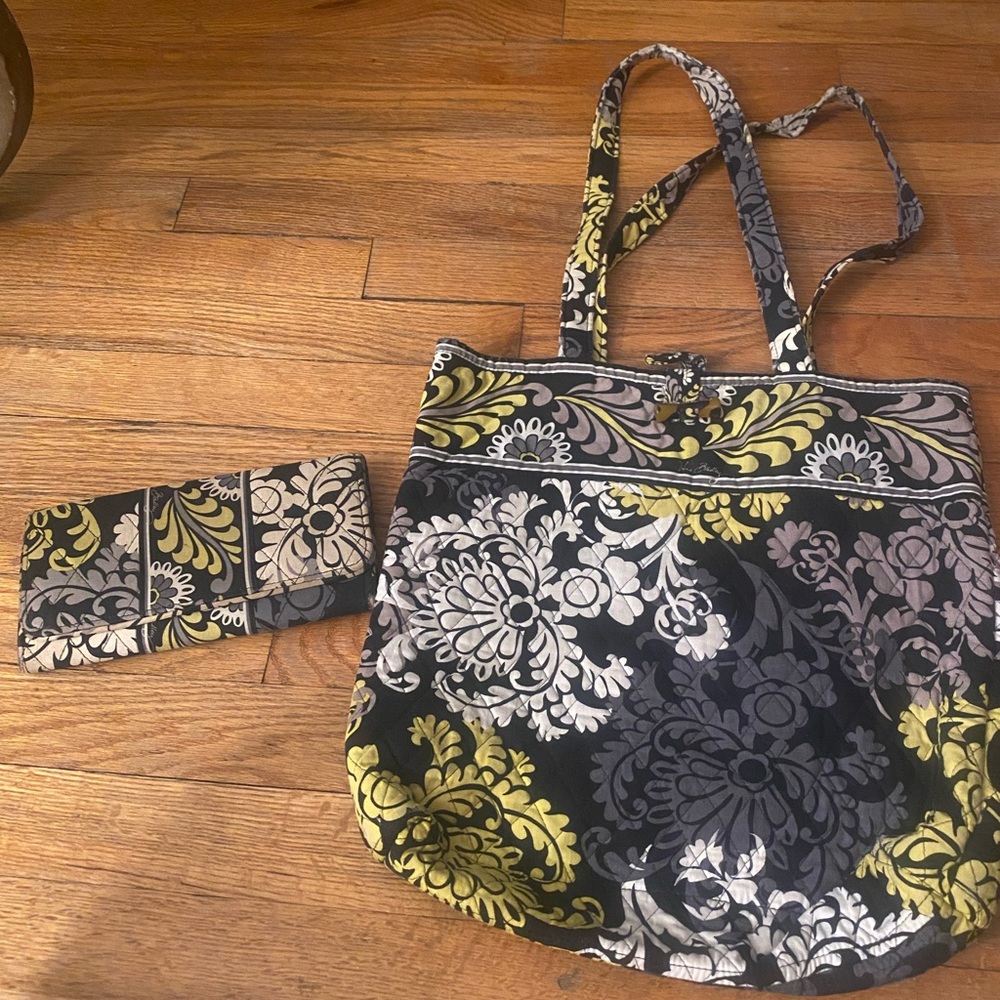 Vera Bradley Black and Yellow Floral Tote